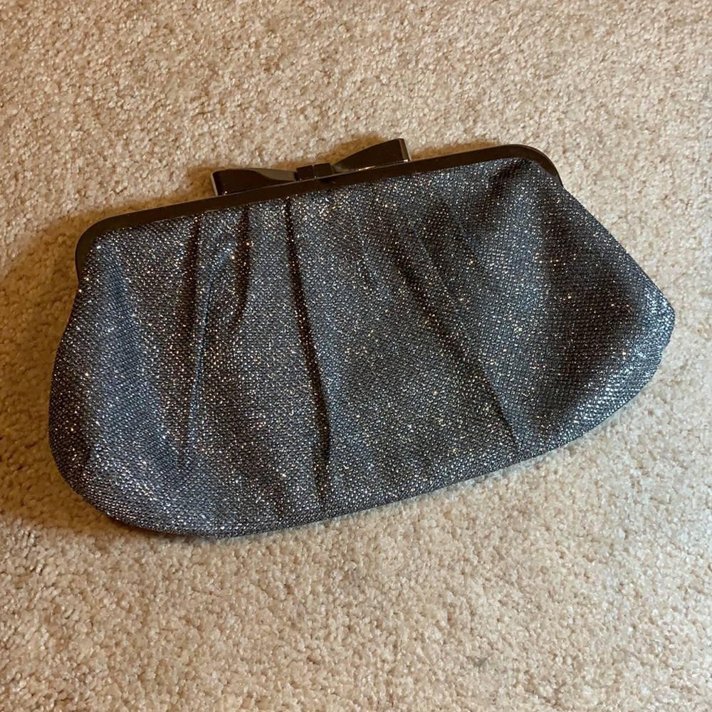 Silver sparkling evening clutch